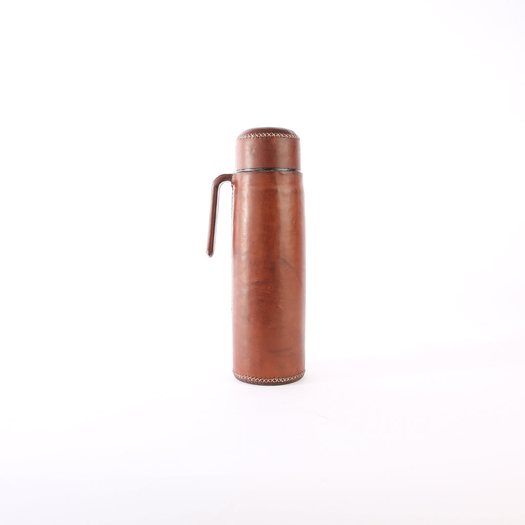 Brown Leather Thermos | Leather Drinkwares | Leather Cooler | Leather Cup | Leather Tray | Outdoor Leather Accessories | Leather Flask | Bati Leather Goods