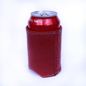 Bati | Red Leather Can Koozie | Handmade Leather Goods from Paraguay | Leather Accessories, Leather Koozie 