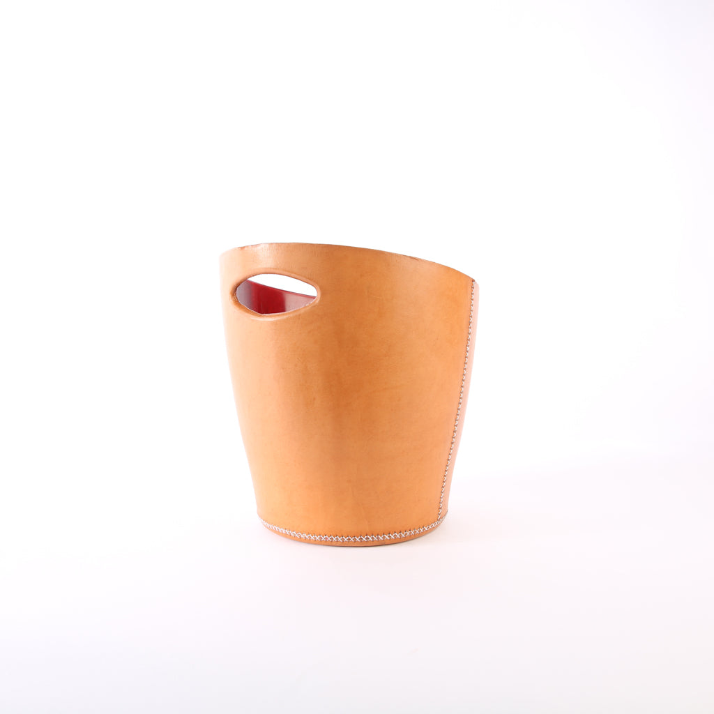 Tan Leather Wastebasket | Leather Trash Can | Leather Accessories | Home Office | Handmade